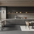 Modern Open Concept Break Room Interior With Cabinets Coffee Machine And Tables 3d model