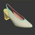 Stylish Pink Slingback High Heels With Pointed Toe And Block Heel Design