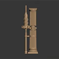 High Quality Copper Decorative Hardware Tool 3D Model With Spiral Design And Column Structure 3d model