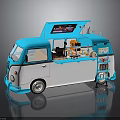 Blue And White Mobile Beverage Truck With Open Top And Drink Dispensing Equipment