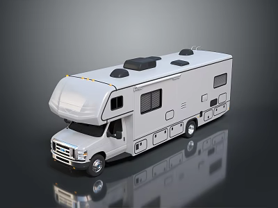 Modern White RV Exterior Design With Roof Storage Windows And Doors 3d model