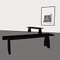 Two Modern Black Wooden Shoe Benches With Minimalist Hole Legs Indoor