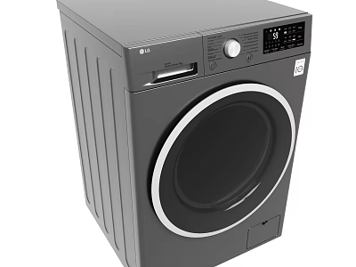 LG Front Loading Washing Machine With Gray Modern Design And Digital Control Panel 3d model