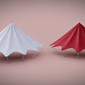 Playground Equipment Featuring Red And White Canopy Tents With White Support Poles