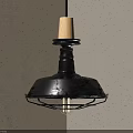 Industrial Black Metal Pendant Light With Wooden Top And Exposed Bulb Design