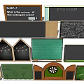 Chalkboard Wall Hangings With Various Shapes Decorative Elements And Educational Designs 3d model