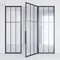 Modern Swing Door with Clear Glass Panels and Sleek Black Frame for Interior Design