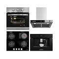 Essential Modern Kitchen Appliances Including Oven Range Hood Gas Stove And Coffee Maker