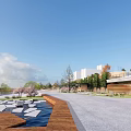 Urban Waterfront Landscape Planning With Adjacent Buildings Roads Green Belts And Pedestrian Paths