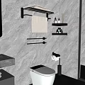 Modern Bathroom Accessories With Towel Rack Shelf And Toiletries In Bathroom Interior