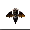 Cute Mythical Dragon Character With Fiery Orange Wings Black Body And Golden Horns