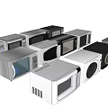 Stylish Modern Kitchen Appliances Featuring Various Microwaves In Different Designs 3d model