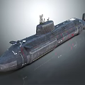 Modern Military Submarine with Sleek Metal Hull and Naval Equipment