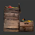 Stacked Wooden Crates Filled With Colorful Pumpkins And Gourds