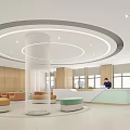 Modern Service Hall Interior With Wooden Walls Lighting And Elevators