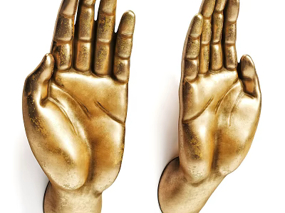 Elegant Golden Hand Sculpture Decorative Ornament Set For Home 3d model