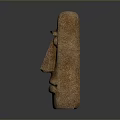 Brown Stone Sculpture With Facial Features Eyes Nose And Mouth On Gray Background
