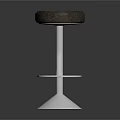 Modern Black Leather Stool With Metal Frame Circular Base And Footrest