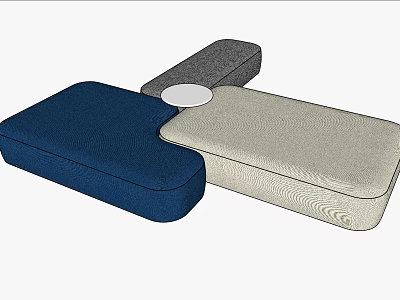 Modern Minimalist Ottoman Collection With Blue Gray Beige Upholstered Surfaces And Sleek Design 3d model