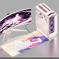 Anime Themed Gaming PC Setup With Pink Transparent Case Curved Monitor Keyboard And Mouse Pad