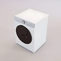 White Modern Front Load Washing Machine With Sleek Control Panel And Digital