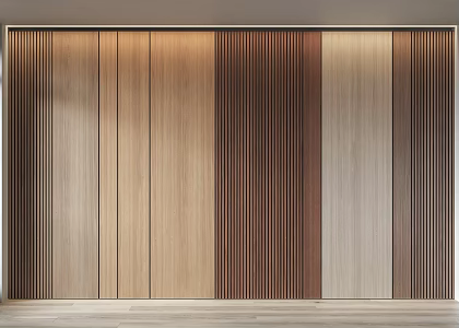 Modern wood veneer wall panel wall trim modeling background wall 3d model