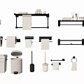 Essential Bathroom Hardware Tools Including Towel Racks Toilet Paper Holders And Trash Bins
