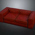 Modern Red Leather Two Seater Sofa With Clean Design And Smooth Lines