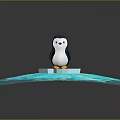 Cute Penguin Standing On Ice Floe With Blue Rippling Water Waves Around
