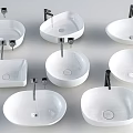 White Bathroom Sinks with Various Modern Designs and Different Shapes for Bathrooms 3d model