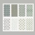 Decorative Background Wall With Striped Diamond Grid And Geometric Patterns In Green Grey White 3d model