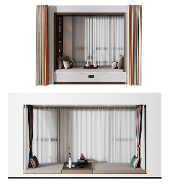 New Chinese-style Bay Window Combination 3d model