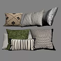 Stylish Decorative Throw Pillows With Geometric Patterns Striped Designs And Textured Fabrics 3d model