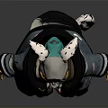 Futuristic Robot Character Wearing Hooded Jacket With Neon Green Accents Mechanical Limbs And Sneakers
