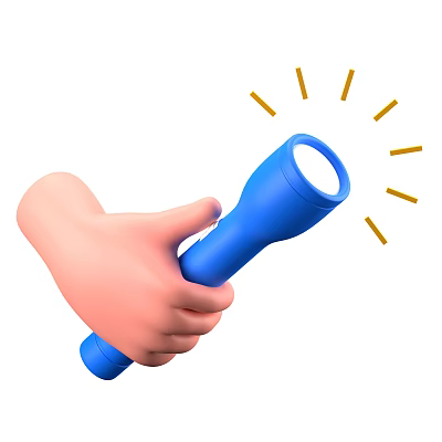 Game Character Holding Blue Flashlight With Bright Yellow Light Beams In Dark Scene 3d model