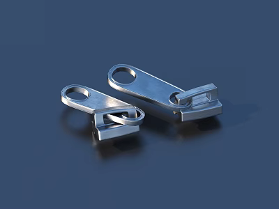 Two Shiny Metal Mechanical Parts With Smooth Surface And Holes On Dark Background 3d model