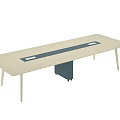 Modern Conference Table With Light Colored Tabletop Dark Central Strip White Panels And Support Structure 3d model