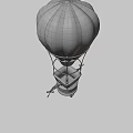 Colorful Hot Air Balloon With Red Yellow Stripes Flag And Hanging Basket