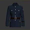 Blue Uniform Coat With Stand Collar Belt And Multiple Pockets Daily Clothing Essentials