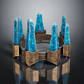 Ornate Spiked Crown With Blue Crystals And Golden Decorative Details In Elegant Design
