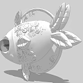 Decorative Fish Shaped Wall Lamp with Leaf Decorations and Floral Patterns 3d model