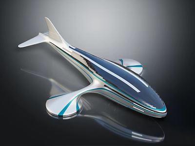 Futuristic Shark Like Aircraft With Streamlined Silver And Blue Aerodynamic Design 3d model