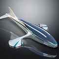 Futuristic Shark Like Aircraft With Streamlined Silver And Blue Aerodynamic Design