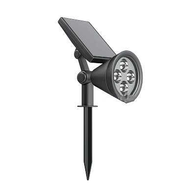 Black Solar Powered Outdoor Light with LED Lights and Ground Stake 3d model