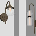 Modern Wall Lamps With Golden Brackets And White Glass Shades