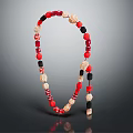 Fashionable Unique Necklace With Red Black Beige Beads Handcrafted Design Jewelry