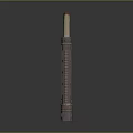 Ancient Tube Shaped Weapon With Reddish Brown Textured Surface And Wooden Handle