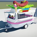 Colorful Mobile Food Truck With Hot Dog Ice Cream Decor