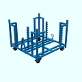 Blue Metal Frame Industrial Equipment With Multiple Sturdy Structures And Mobile Wheels 3d model