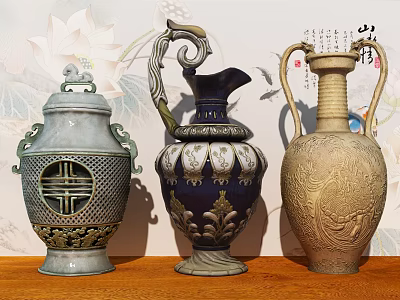 Chinese Ceramic Utensils Porcelain Bottle 3d model